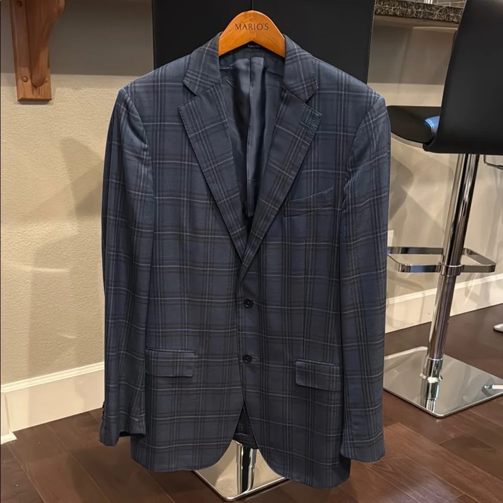 Ermenegildo Zegna Men's Blue Wool Plaid Blazer